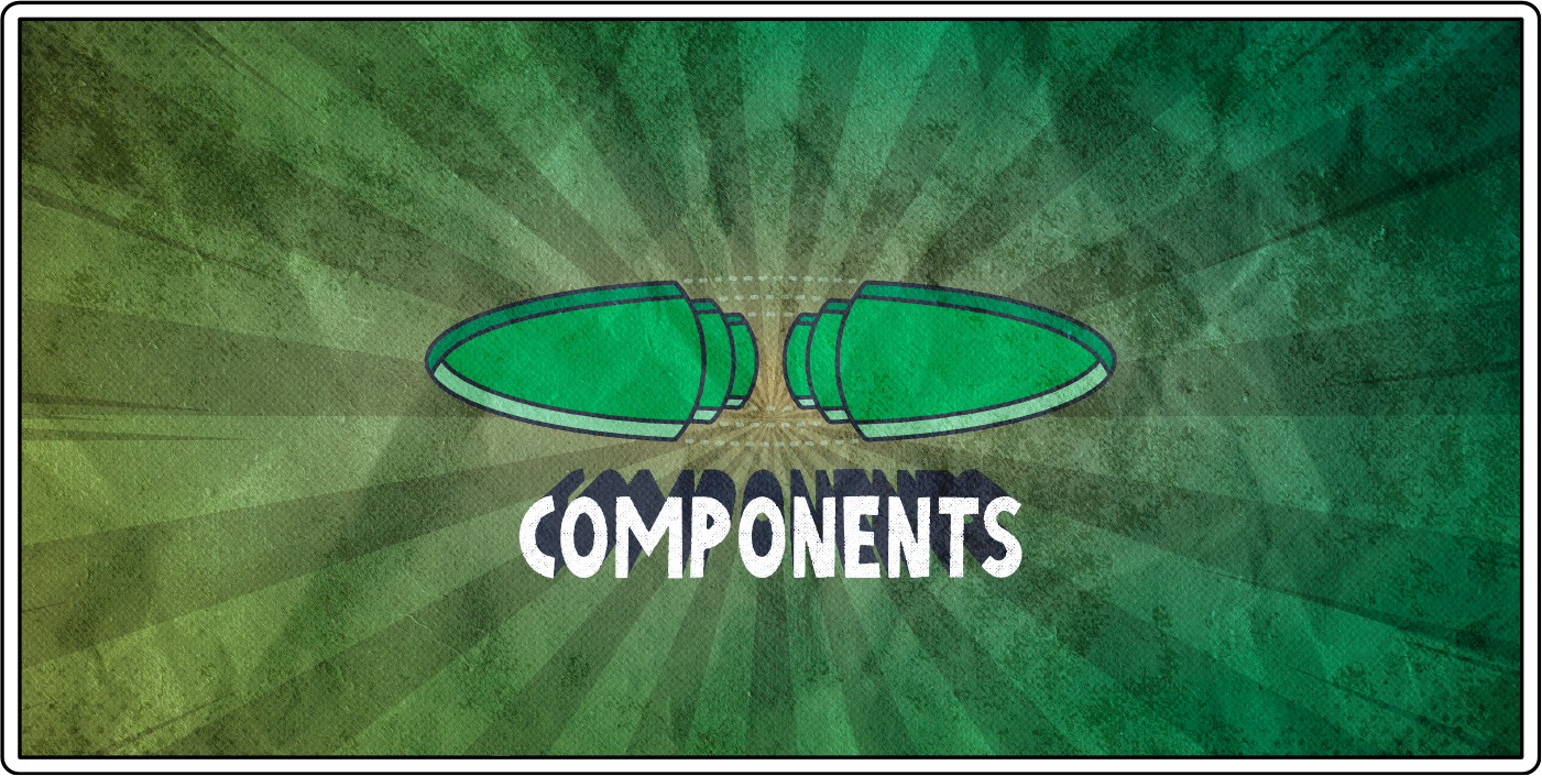 A components superhero logo in the middle of a single comics panel.